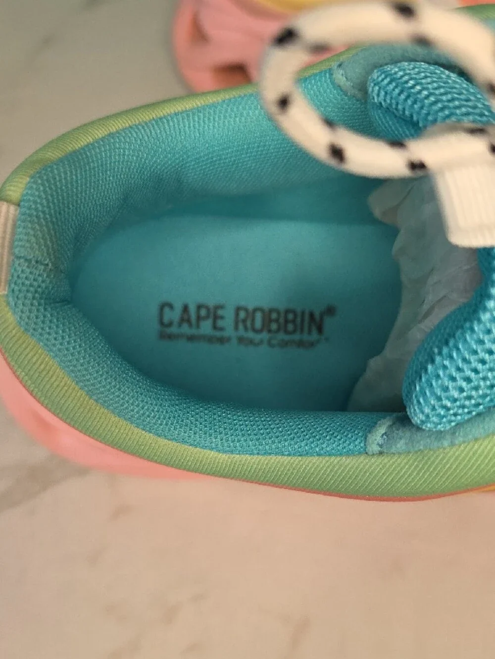 Cape Robbin Kids Pastel Rainbow Platform Sneakers - Pink/Blue/Green